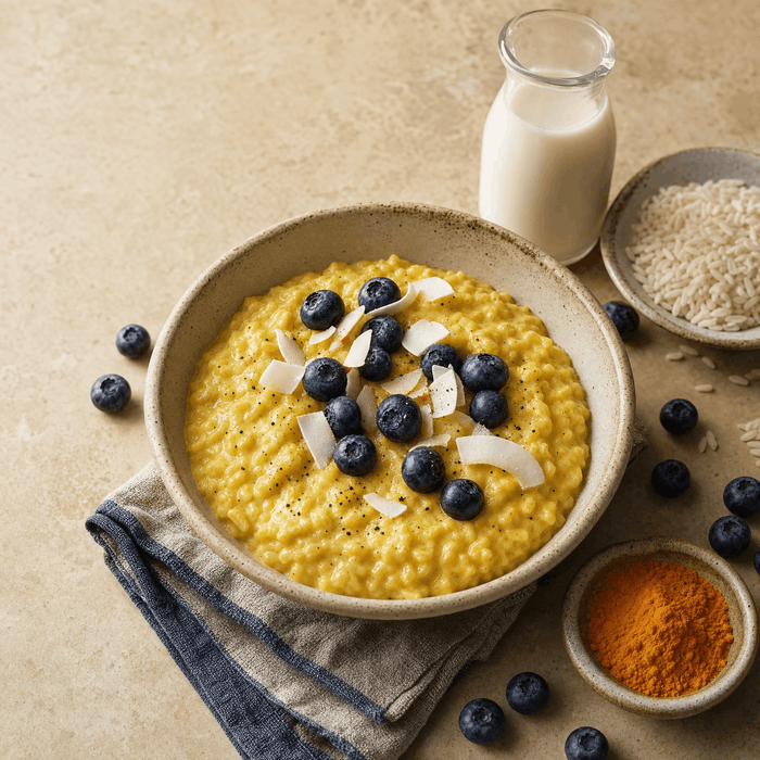 The Turmeric-Blueberry Rice Pudding Gives You a Familiar Format