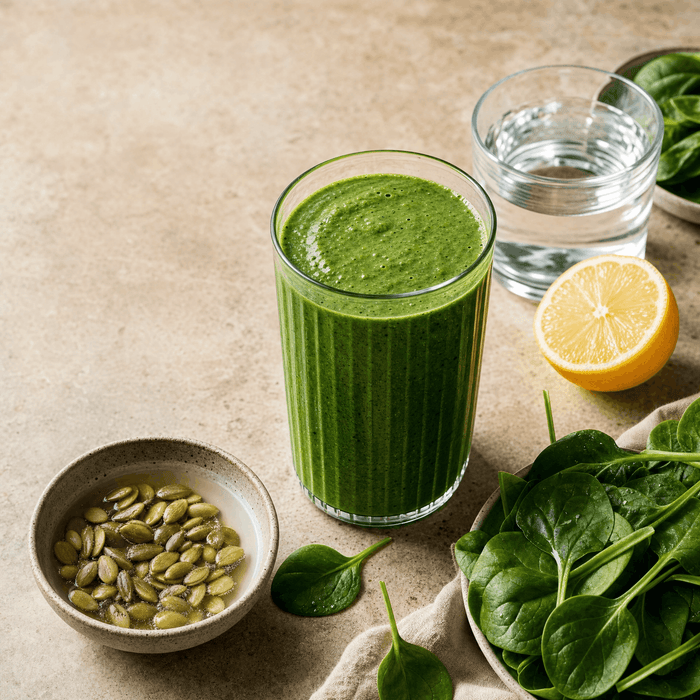 The Spinach-Pumpkin Seed Smoothie Makes the Page Feel More Practical